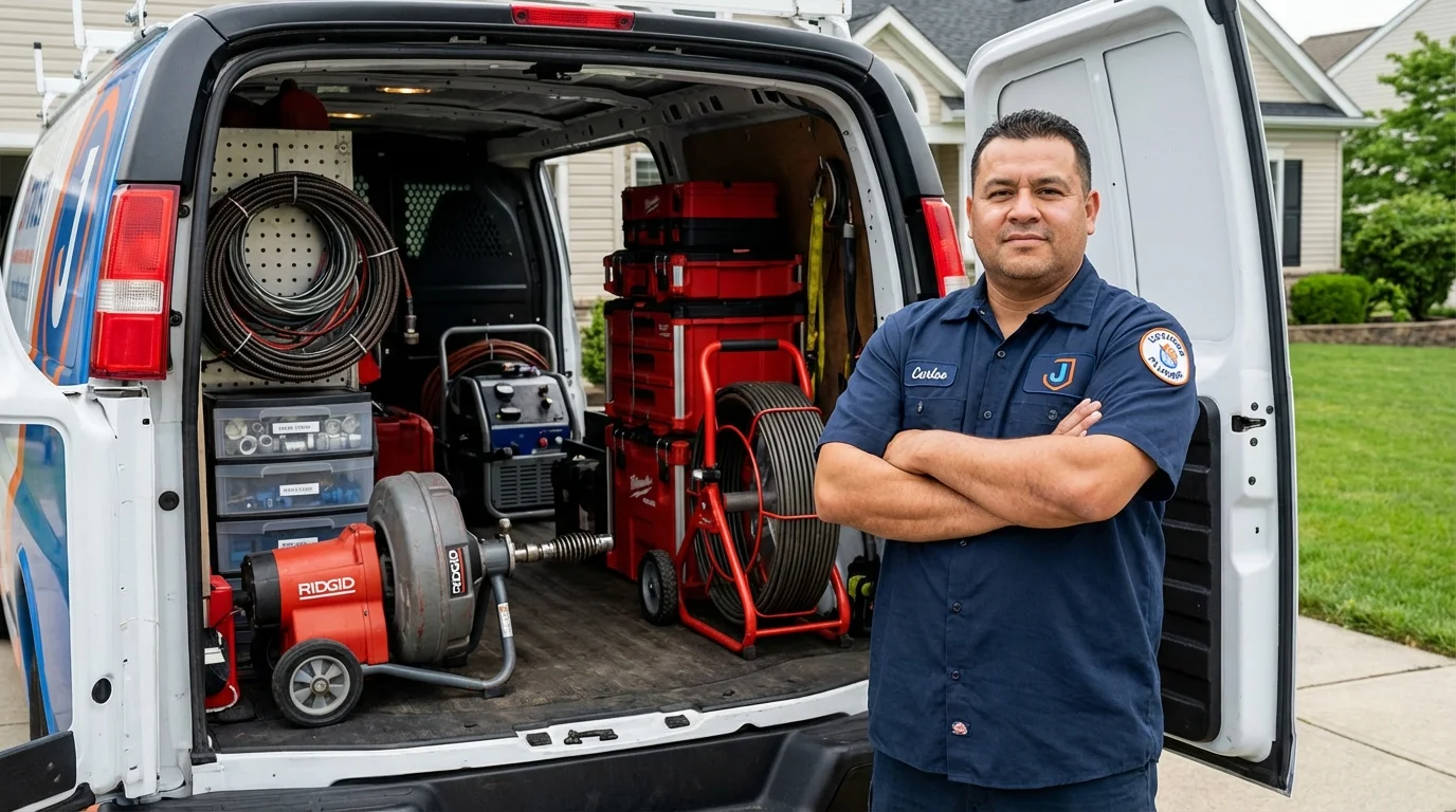 Professional drain cleaning equipment and Johns Plumbing LLC plumber in Daniels