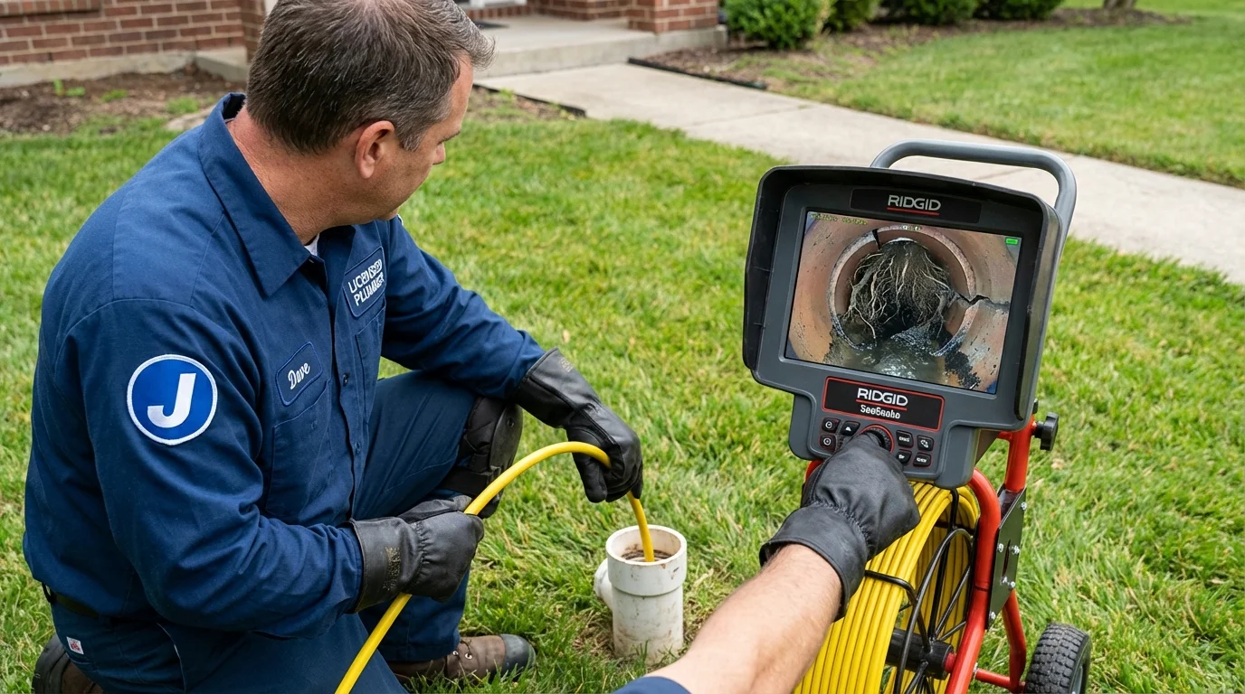 Sewer camera inspection being performed by Johns Plumbing LLC in Daniels